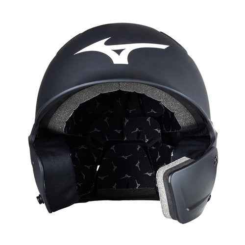 Bundle of Mizuno B6 Adult Baseball Batting Helmet, Black, Small/Medium + Mizuno Batters Face Protector, Black, Right Hand Batter, Foam, Plastic