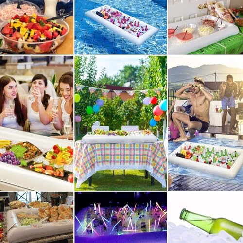 Jasonwell Inflatable Serving Bars Ice Buffet Salad Serving Trays Food Drink Holder Cooler Containers Indoor Outdoor BBQ Pi...