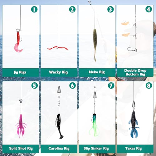 FONMANG Fishing Lures - Tackle Box with Tackle Included, Fishing Kit with VIBs, Frogs, Minnows, Soft Baits, Hooks & Weight...