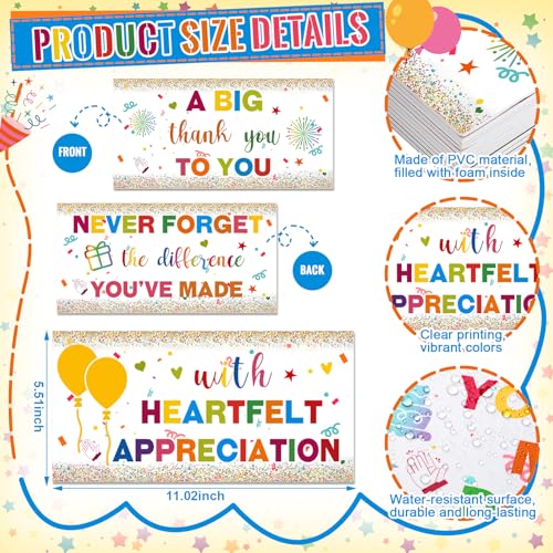Tinlade 24 Designs Employee Appreciation Photo Booth Props 11 x 5.5 Inch We Appreciate You Party Decor Thank You Prop PVC ...