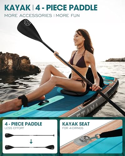 CETANA 11'6×35" Extra Wide Stand Up Paddle Board for Adults & Youth, 400lb Capacity Inflatable Paddle Board, Sup for 2+1 P...