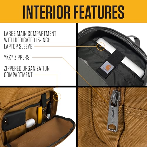 Carhartt 27L Classic Single-Compartment Backpack, Durable Pack with Laptop Sleeve and Duravax Abrasion Resistant Base, Black