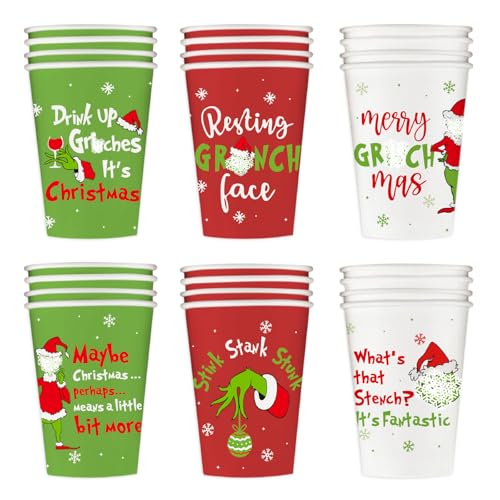 Arsemica 60 Pack Christmas Cups, Funny Christmas Party Supplies, 12 oz Holiday Disposable Coffee Paper Cups, Novelty Xmas ...