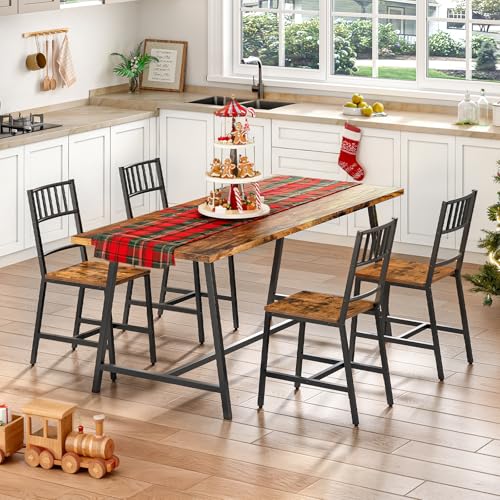 HOOBRO Kitchen Chairs Set of 2, Wooden Dining Room Chairs with Metal Frame, Dining Chairs with Back, Easy to Assemble, Far...