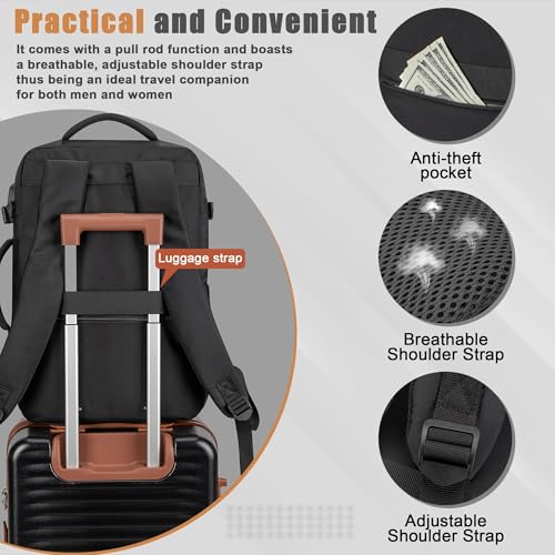 Velaybor 40L Travel Backpack with USB Charging Port, Water-Resistant Carry On Backpack for Men Women, Business Laptop Back...