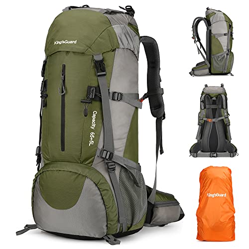 King'sGuard 70L Hiking Backpack with Rain Cover Lightweight Waterproof Travel Camping Backpack Large Backpacking Pack