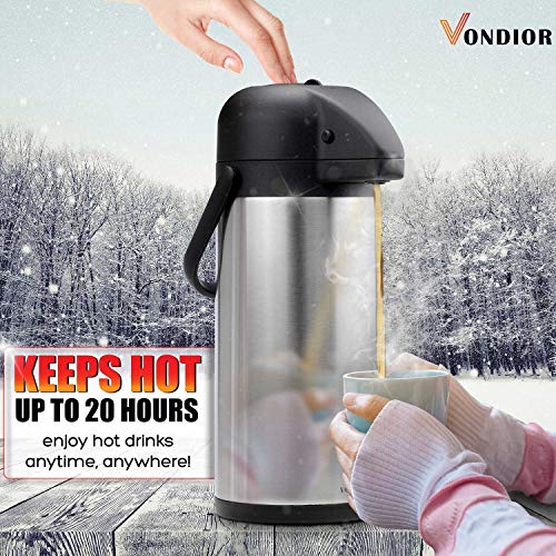 Coffee Carafe for Keeping Hot - 102oz/3L Airpot Coffee Dispenser with Pump - Insulated Stainless Steel Hot Beverage Dispen...