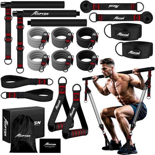 HPYGN Pilates Bar Kit with Resistance Bands, Heavy Duty Multifunctional Pilates Workout Equipment for Strength Training, H...