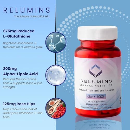 Relumins Premium Collagen & Gluta-1000 Bundle – 10 Blueberry Marine Collagen Sachets + 30 Vegetarian Capsules for Holidays...