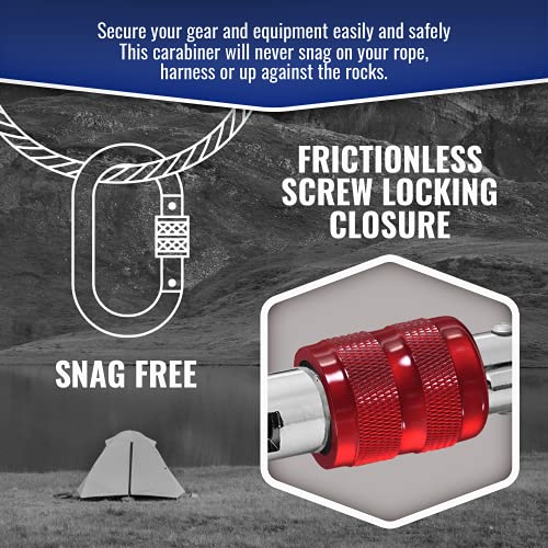 XTEK Climbing Carabiner Clip – UIAA Certified 25 kN 5620 LB, Large Heavy Duty Carabiners for Climbing: Oval-Shape, Screw L...