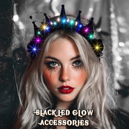 Aceorna Light Up Flower Headband Led Black Crown Hairbands Lace Beads Headpiece Glitter Costume Hair Accessories for Women