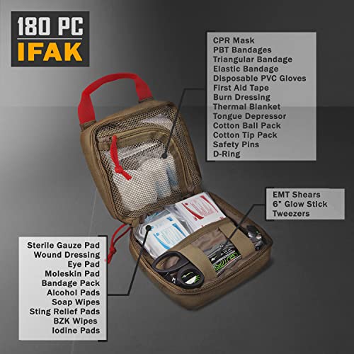 Everlit 180 Pieces Tactical First Aid Kit IFAK Molle EMT Pouch Outdoor Camping Emergency Kits for for Camping Boat Hunting...