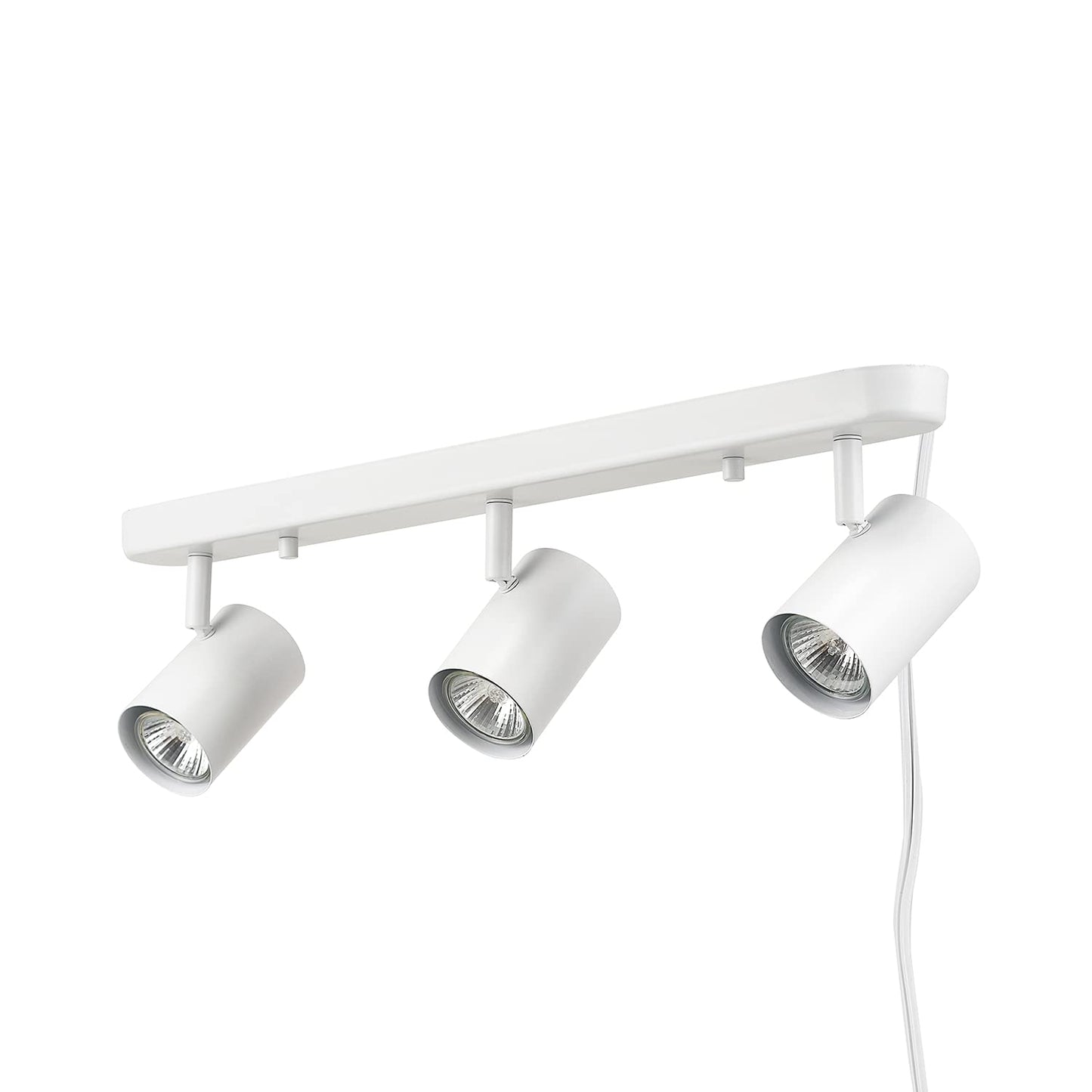 Globe Electric 60024 3-Light Plug-in Track Lighting, Adjustable Heads, Matte White Finish, 22-inch, GU10 Base, 15-Foot Cord with in-Line Switch, Modern Ceiling Light for Apartments and Rentals