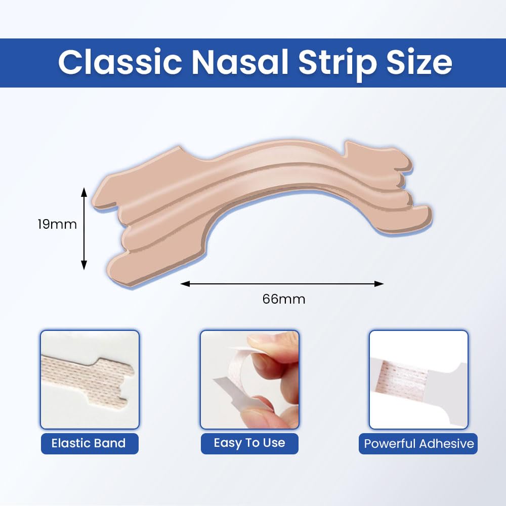 MASSNER Nasal Strips for Snoring & Breathing – Soft, Plastic-Free Nose Strips for Sleeping – Drug-Free, No Magnet Design for Comfortable Airflow (Large 100 Count)