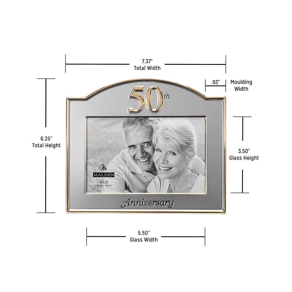 Malden International Designs Wedding 50th Anniversary Two Tone Picture Frame, 4x6, Gold/Silver