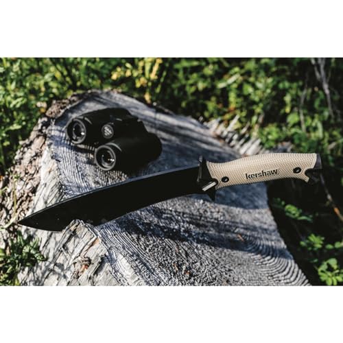 Kershaw Camp 10 - Tan Machete, Fixed Blade Knife, 10-in. 65Mn Carbon Steel Blade Includes Sheath, Camp Series Machete, Out...