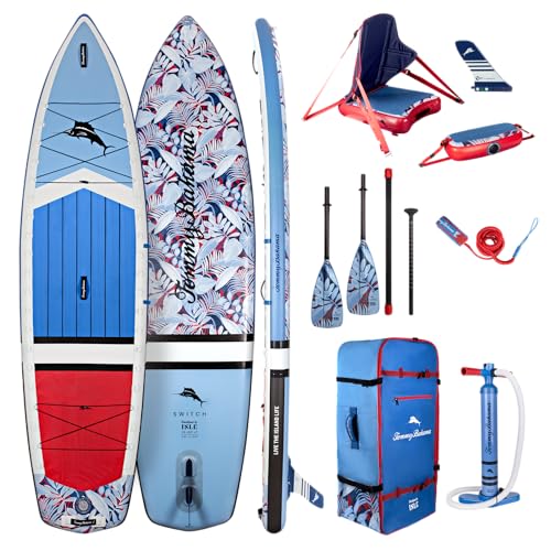 ISLE 2in1 Kayak & Paddle Board Bundle - Stand Up Paddle Board & Kayak, Incl. Seat, Paddle, Pump, Bag, 11.6 x 35.5 x 6 in -...