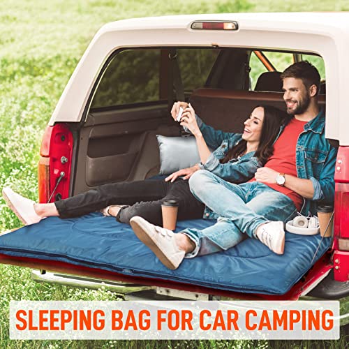 MEREZA Double Sleeping Bag for Adults Mens with Pillow, XL Queen Size Two Person Sleeping Bag for All Season Camping Hikin...