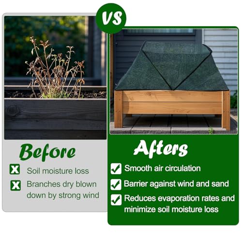 Feoang Foldable Plant Shade Tent, Raised Garden Bed Cover Plants Sun Shade Cloth with Stakes Garden Plant Protector UV Res...
