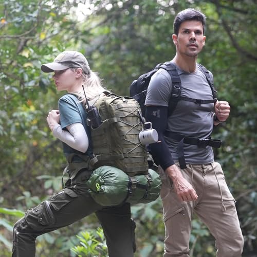 CamGo Military Tactical Backpack 25L MOLLE Hiking Daypack Trekking Rucksack Bug Out Bag for Daily Outdoor Sports(Black-25L)
