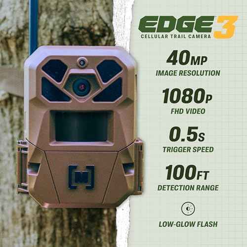 Moultrie Edge 3 Cellular Trail Camera - 40MP HD Photo Capture - 1080p Low-Glow Flash - GPS - Multi-Carrier Auto-Connect - Built-in Memory - 0.5s Trigger Speed - AI Buck Detection