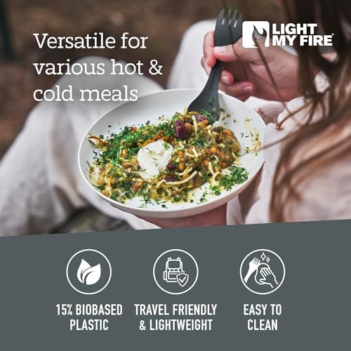 Light My Fire Spork Original 2-pack 3-in-1 Camping Spoon Fork Knife Combo Reusable Travel & Camping Utensils Lunch Spork O...