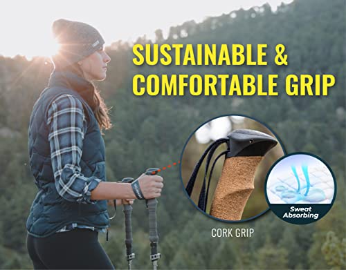 TREKOLOGY Trek-Z Cork Grip Trekking Poles – Lightweight Folding Hiking Poles, Adjustable Height, Compact Travel Design, Ai...