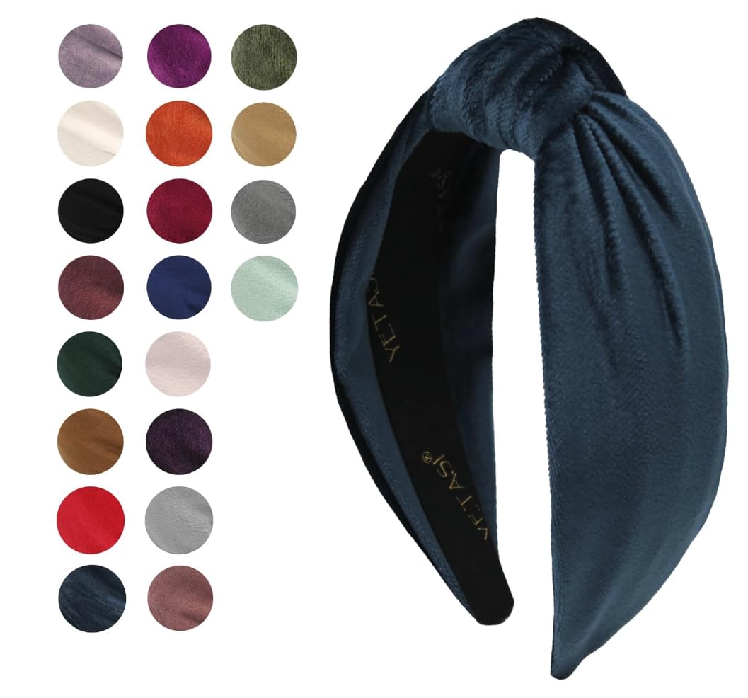 YETASI Pastel Blue Velvet Headbands Women Girls Trendy, Womens Headbands are Knotted Headband for Women 's Hair, Cute Headband T