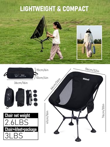 WildCall 1 Anti-Sink Feet Camping Chair and 1 Ultralight Camping Table, Ultralight Compact for Adults Outdoor Camping Back...