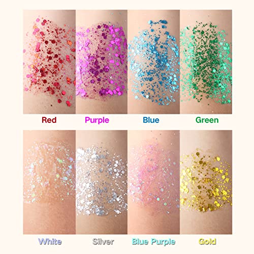 MEICOLY Gold Body Glitter,Yellow Face Glitter,Music Festival Accessories Outfits for Women,Hair Glitter for Kids,Sparkle G...