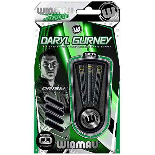 Winmau Daryl Gurney Black Special Edition Tungsten Steeltip Darts Set 23g with Player Flights and Prism Shafts (Stems)