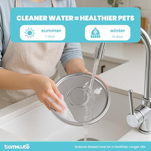 Tomxcute Cat Water Fountain, 3.2L/108oz Automatic Stainless Steel Pet Fountain Dog Water Dispenser, Ultra-Quiet Pump and 3...