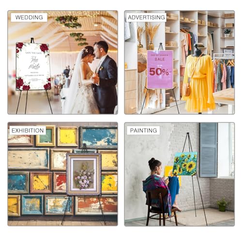 AROIC 63 "Easel Stand for Display, 6 Pack Portable Foldable Metal Easel, Easels for Signs Wedding Logos,Arts, Painting,Adj...