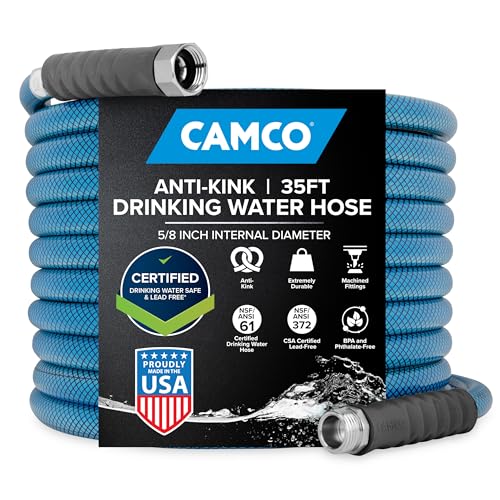 Camco TastePURE 35-Foot Premium Camper/RV Drinking Water Hose - Features a Heavy-Duty No-Kink Design with Strain Relief En...