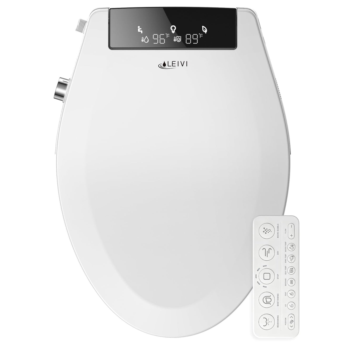 LEIVI Electric Bidet Toilet Seat with Auto Open & Close Lid, Digital LED Display, Heated Seat, Night Light, Bidet with Warm Water and Dryer, Elongated