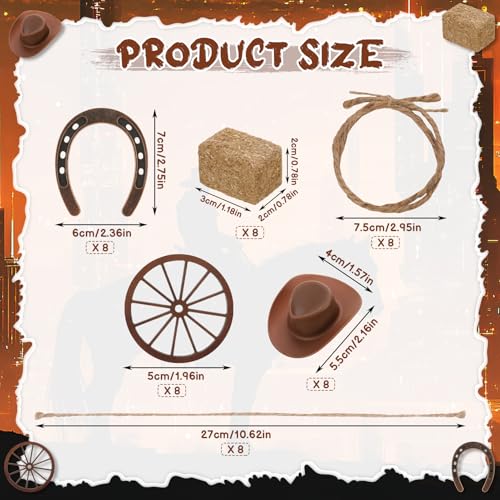 Ovveroche 40 Pcs Western Party Centerpieces for Table Mini Cowboy Hats Mini Horseshoes Wagon Wheels Hay Bales Twisted Hemp...