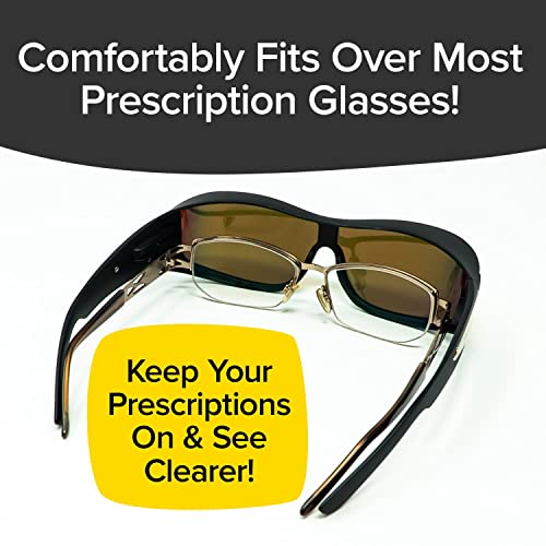Battlevision Wrap Arounds HD Polarized Sunglasses, AS-SEEN-ON-TV, Fits Over Your Prescription Eyeglasses and Reading, See Clearer, Anti-Glare, Protects Your Eyes by Blocking Blue & UV Rays, Unisex