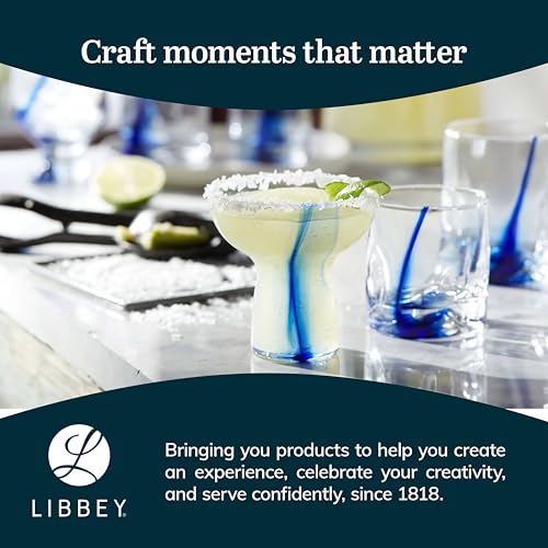 Libbey Blue Ribbon 16 Piece Tumbler and Rocks Glass Set, Infused Blue Ribbon Drinkware Glasses Set, Artisan Inspired Four-...