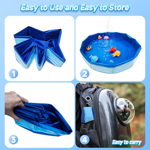 Eelexa Portable Cat Pool Toy with 6 Fish-Shaped Water Toys, Interactive Splash-Proof Indoor Cat Toys for Boredom Relief, S...
