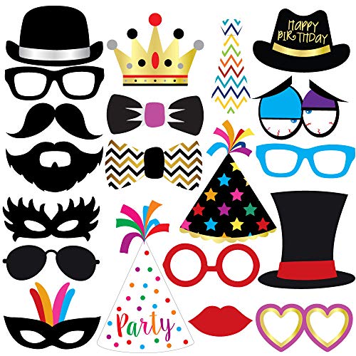 Funny Birthday Photo Booth Props - 47 Pieces - 21st - 30th - 40th - 50th - 60th - 70th - 80th - 90th - Birthday Party Supp...