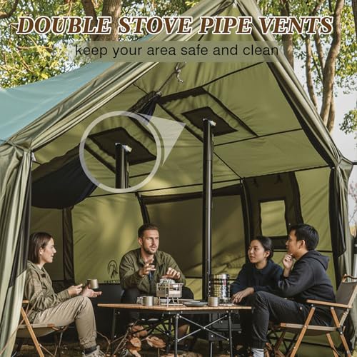 Soulchen Large Hammock Hot Tents with Stove Jack, Portable Winter Wall Tent for Camping, Waterproof & Windproof 4 Season C...