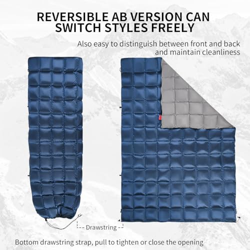 ROSE FEATHER Down Camping Blanket - Lightweight, Packable, Warm & Puffy Outdoor Travel Quilt for Sleep, Hiking, Backpackin...