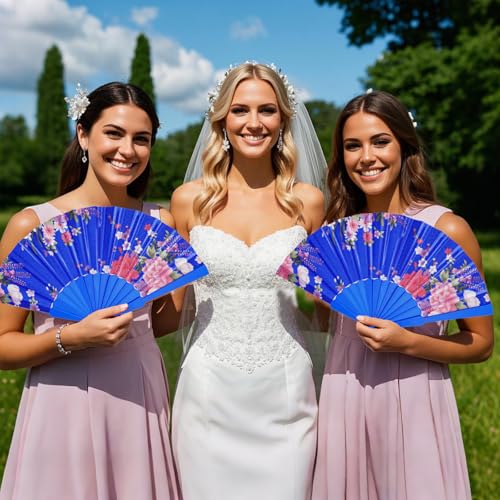 QIRMIZI 20 PCs Large Handheld Floral Folding Fans Hand Held Rave Fan – Perfect for Music Festivals, Carnivals, Weddings, E...