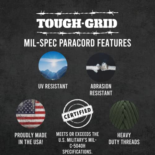 TOUGH-GRID Paracord Rope 550 lbs Nylon Parachute Cord, Made in USA Survival Kit, Outdoor Adventures, Camping, Tactical Gea...