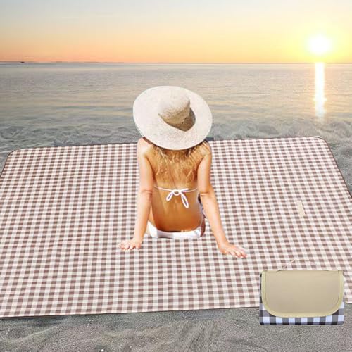 PUPOPIK Outdoor Picnic Blanket, Foldable Waterproof Sand Beach Mat,Large 80x60in Beach Camping Hiking Travel Family Concer...