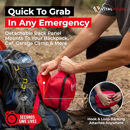 346-Piece First Aid Kit with Tourniquet & Steri-Strips – Physician-Designed Emergency & Trauma Supplies, Waterproof Surviv...