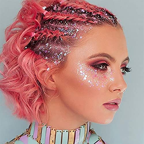 Mysense Pink Body Glitter Stick, Singer Concert Outfit Face Glitter Makeup, Festival Rave Pride Accessories, Hair Glitter ...