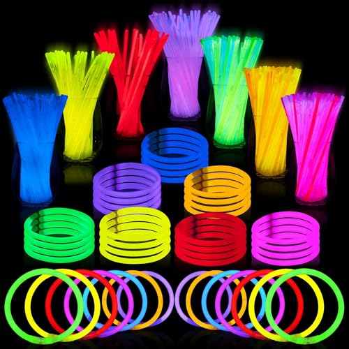 JOYIN 144 Pcs 8" Glow sticks Bulk Party Favors Pack, New Years Eve Neon Glow in the Dark Party Supplies, Light Up Necklace...