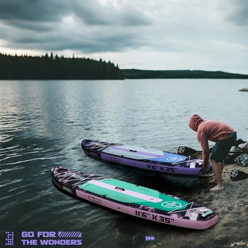 UPWELL 11'6"×35" Extra Wide Inflatable Paddle Board, Stand Up Paddle Board for Youth & Adults, Stable Design, Premium SUP ...