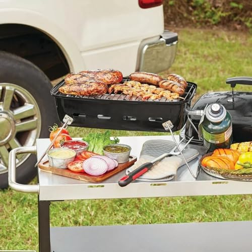 TNLOJI 17.5 Inch Portable Tabletop Gas Grill - 1-Burner Black Propane Grill with Removable Lid & Adjustable Heat Control, ...